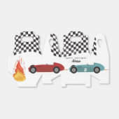 Blauw Rood Race Snelle Retro Racing Auto's Verjaar Bedankdoosjes (Uitgevouwen)