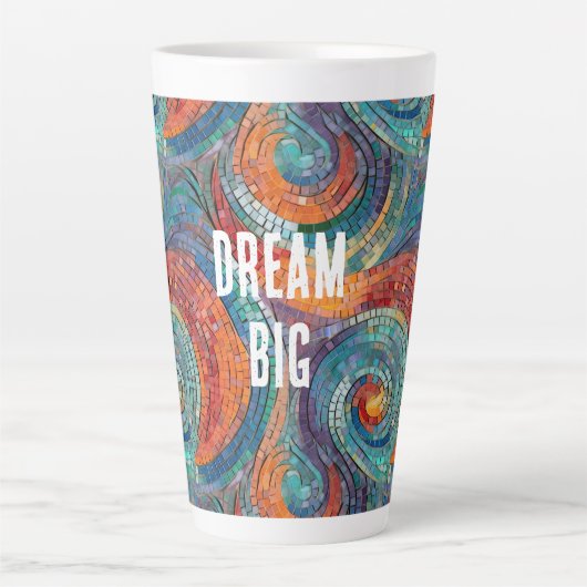 Blauw Rood Sinaasappel Swirl Latte Mok (Voorkant)