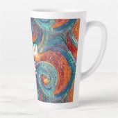 Blauw Rood Sinaasappel Swirl Latte Mok (Rechts)