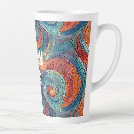 Blauw Rood Sinaasappel Swirl Latte Mok (Rechts)