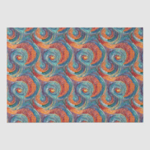 Blauw Rood Sinaasappel Swirl Tissuepapier