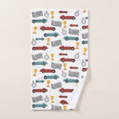Blauw & Rood Snelle Retro  Racing Auto's Bad Handdoek (Handdoek)