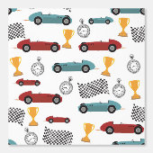 Blauw & Rood Snelle Retro Racing Auto's Behang (Voorkant)
