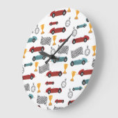 Blauw & Rood Snelle Retro  Racing Auto's Grote Klok (Hoek)