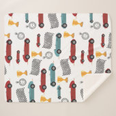 Blauw & Rood Snelle Retro  Racing Auto's Sherpa Deken (Voorkant (horizontaal))