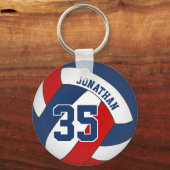 blauw - rood - team : jersey nummer volleybal sleutelhanger (Achterkant)