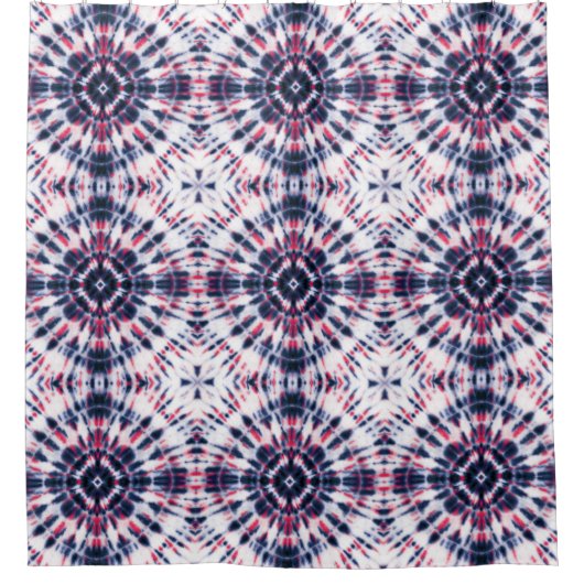 Blauw & Rood Tie Kleurstofpatroon Douchegordijn (Voorkant)