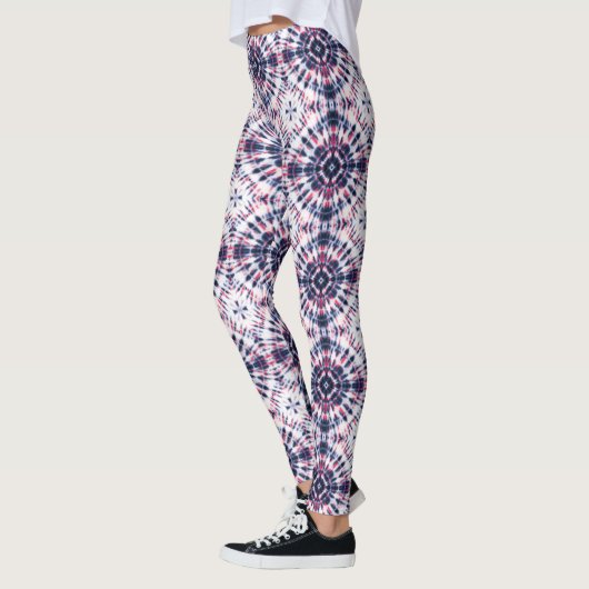 Blauw & Rood Tie Kleurstofpatroon Leggings (Links)