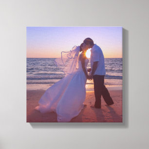Blauw rood verloop overlay huwelijksfoto canvas afdruk