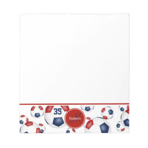 blauw rood voetballen patroonaccent notitieblok