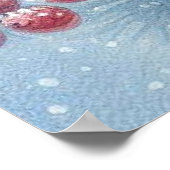 Blauw rood vogel- en winterlandschap 8 poster (Hoek)