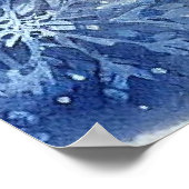 Blauw rood vogel- en winterlandschap 9 poster (Hoek)