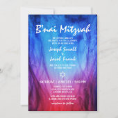 Blauw Rood Vuur Ijs | Davidster B'nai Mitzvah Kaart (Voorkant)