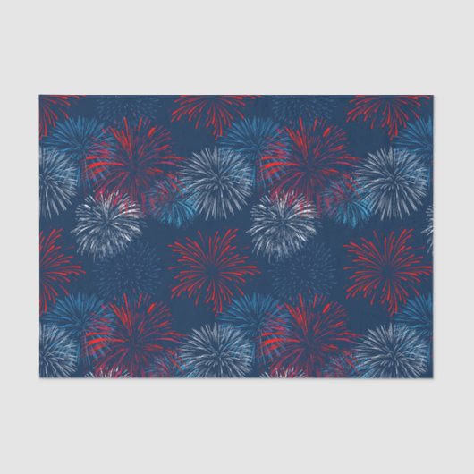 Blauw Rood Wit 4 juli Vuurwerk Tissuepapier (Voorkant)
