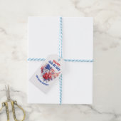 Blauw Rood Wit 4 juli waterverf Cadeaulabel (Met Touw)