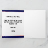 Blauw Rood Wit Afstuderen Classic Bedankkaart (Binnen)