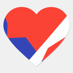 Blauw rood wit object hart sticker