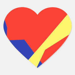 Blauw rood wit object hart sticker