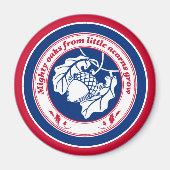 Blauw Rood Wit Spreekwoord Eiken Eikel Inkt Kunst Magneet (Voorkant)