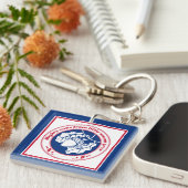  Blauw Rood Wit Spreekwoord Eiken Eikel Inkt Kunst Sleutelhanger (Voorkant Rechts)