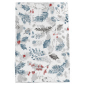 Blauw Rood Wit Vakantie Foliage Kerstmis Medium Cadeauzakje (Achterkant)