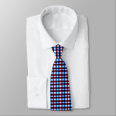 Blauw Rood Wit Vierkantjes Stropdas (Gebonden)