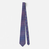 Blauw Rood Wit Vierkantjes Stropdas (Voorkant)