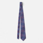 Blauw Rood Wit Vierkantjes Stropdas (Achterkant)