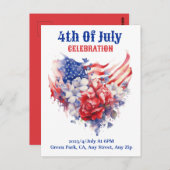 Blauw Rood Wit waterverf voor 4 juli Briefkaart (Voorkant / Achterkant)