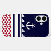 Blauw | Rood | Witte Nautische strips en anker Case-Mate iPhone Case (Achterkant (horizontaal))