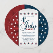 Blauw Rood Witte Sterren en Banner Vierde van Juli Kaart (Voorkant / Achterkant)