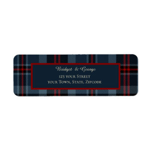Blauw Rood Zwart Schots Keltisch tartan patroon Etiket