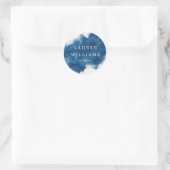 blauw rookeffect elegant monogram ronde sticker (Tas)