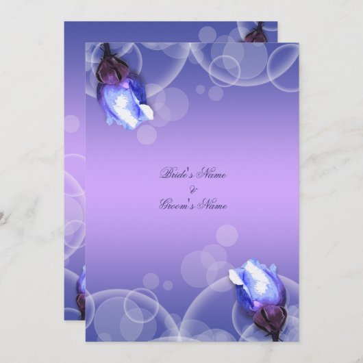 blauw roos antiek fantasie bruiloft kaart (Voorkant / Achterkant)