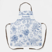 Blauw Roos Bloemen Schort (Voorkant)