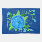 Blauw Roos Bloemen Theedoek (Horizontaal)