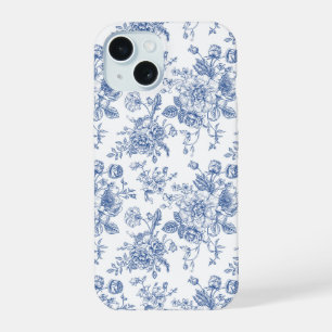  blauw Roos bloemmotief iPhone 15 Hoesje