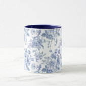  blauw Roos bloemmotief Mok (Midden)