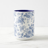  blauw Roos bloemmotief Mok (Midden)