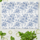 blauw Roos bloemmotief Theedoek (Gevouwen)