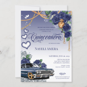 Blauw Roos Classic Blauw Lowrider Chola Quinceaner Kaart