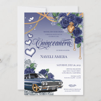 Blauw Roos Classic Blauw Lowrider Chola Quinceaner Kaart