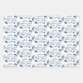 Blauw Roos Congratulatie Inpakpapier Vellen (Voorkant 2)