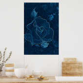 blauw roos contour poster (Keuken)