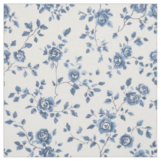 Blauw Roos Cottagecore Bloempatroon Stof