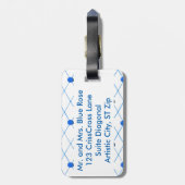 Blauw Roos CrissCross Pattern-Bagagelabels Bagagelabel (Achterkant verticaal)