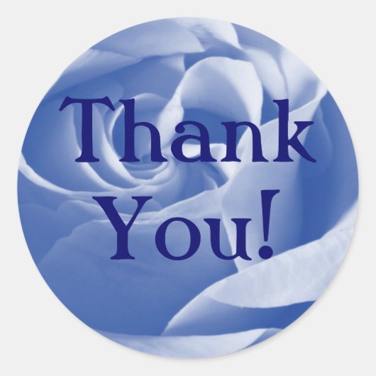 Blauw Roos, dank u! Ronde Sticker (Voorkant)