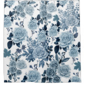 Blauw roos douchegordijn (Voorkant)