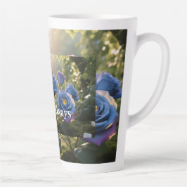 Blauw Roos Elegantie Custom Romantische Bloemen Latte Mok