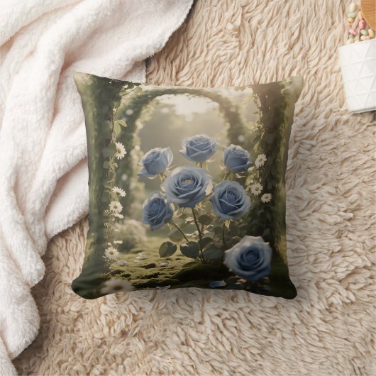 Blauw Roos Elegantie – Romantisch Bloemen Home Acc Kussen (Deken)